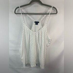 J Crew polka dot racer back tank and op. Cotton with adjustable straps.